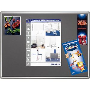 Franken Pinnwandtafel PRO, Filz, Wandmontage im Hoch- & Querformat, Aluminiumrahmen, grau, 900 x 600 mm