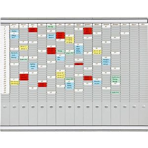 FRANKEN T-Kartentafel Jahresplaner für 15 Monate plus Index, 100,8 x 78.3 cm, 16 Träger, 35 Schlitze, PV1015