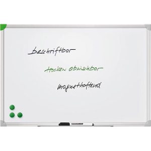 Franken Whiteboard U-Act!Line®, Hoch- & Querformat, emailliert, magnethaftend, recycelbar, mit Ablageschale, B 900 x H 600 mm