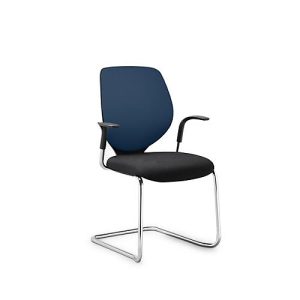 Freischwinger GIROFLEX 353, Polsterrücken, Präzisionsstahlrohr stapelbar, m. Armlehnen, blau/schwarz