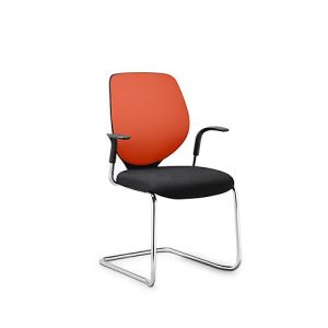 Freischwinger GIROFLEX 353, Polsterrücken, Präzisionsstahlrohr stapelbar, m. Armlehnen, orange/schwarz