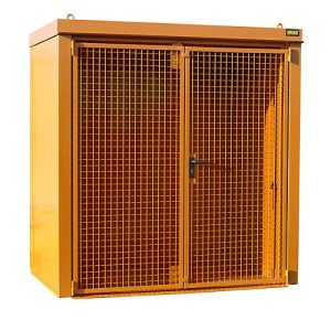 Gasflaschencontainer BAUER GFC-B M1, B 1175 x T 2120 x H 2265, für 28 Gasflaschen, feuerbeständig, abschließbar, orange