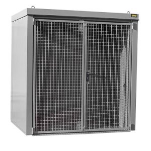 Gasflaschencontainer BAUER GFC-B M2, B 1570 x T 2125 x H 2265, für 35 Gasflaschen, feuerbeständig, abschließbar, grau