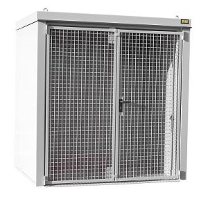Gasflaschencontainer BAUER GFC-B M2, B 1570 x T 2125 x H 2265, für 35 Gasflaschen, feuerbeständig, abschließbar, weiß