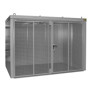 Gasflaschencontainer BAUER GFC-B M5, B 2175 x T 3125 x H 2270, für 96 Gasflaschen, feuerbeständig, abschließbar, grau