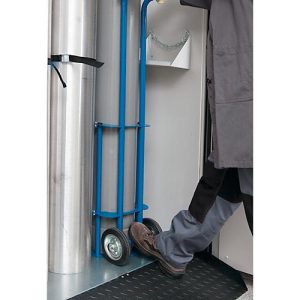 Gasflaschenwagen asecos, für Druckgasflaschenschränke, Stahl, B 320 x T 335 x H 1290 mm, 1×50-L-Flasche