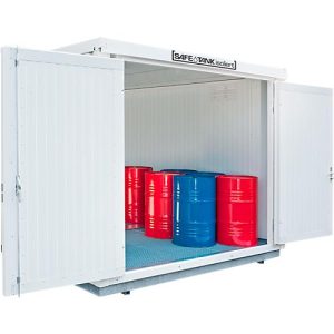 Gefahrstoffcontainer SAFE Tank 1000 KTC, isoliert, RAL 9002 grauweiß, B 3050 x T 2170