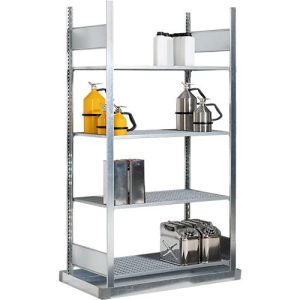 Gefahrstoffregal asecos REG-B 1054, B 1456 x T 526 x H 2000 mm, mit 32 l Bodenauffangwanne und 4 Stahl-Gitterostböden