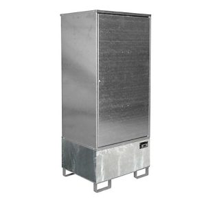 Gefahrstoffschrank BAUER GS-1, Stahlblech, unterfahrbar, für 1 x 200 l Fass, B 840 x T 690 x H 1930 mm, , verzinkt