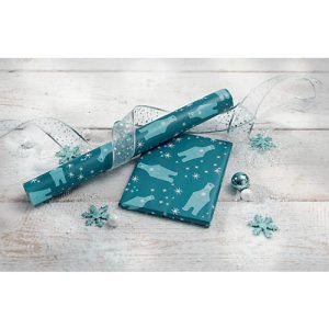 Geschenkpapier Weihnachten Sigel ‚Polar Bear‘, Rolle, B 500 mm x L 5 m, Papier, petrol