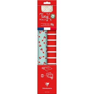 Geschenkverpackungs-Set Clairefontaine, 2 Tinyrollen Geschenkpapier L 5 m x B 350 mm, Geschenkband L 20 m & 10 Geschenkanhänger