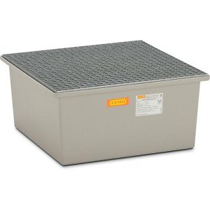 GFK-Auffangwanne 220/1 CEMO, 210 l Auffangvolumen, B 850 x T x 850 x H 400 mm, mit verzinktem Gitterrost