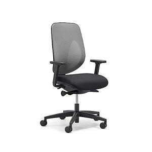 Giroflex Bürostuhl 353, mit Armlehnen, Auto-Synchronmechanik, Muldensitz, 3D-Netz-Rückenlehne, grau/schwarz