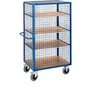 Gitter-Regalwagen, 1150 x 750 x 1800 mm, mit einhängbarer Vorderwand