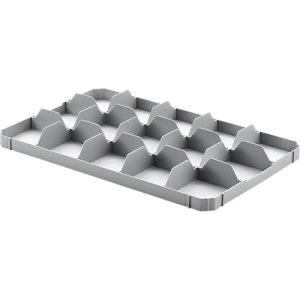 Gläsereinsatz Ringoplast, für Gläser- & Eurokästen, 3 x 5, unten, lebensmittelecht, stapelbar, B 365 x H 55 mm, Kunststoff, hellgrau