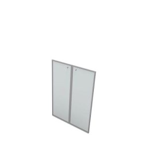 Glastür X-TIME WORK, 3 OH, satiniert, im Alurahmen, B 860 x T 5 x H 1280 mm