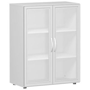 Glastürenschrank ALICANTE, 3 Ordnerhöhen, B 800 x T 420 x H 1104 mm, lichtgrau