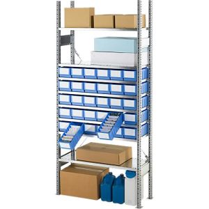 Grundregal R 3000, Komplettregal 1,055 m, 1 Grundfeld inkl. 8 Böden und 30 Regalkästen RK 421