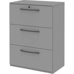Hängeregistraturschrank BARI, 3 Auszüge, Zentralverriegelung, B 819 x T 430 x H 1117 mm, mittelgrau/mittelgrau