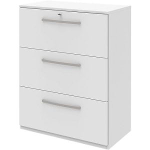 Hängeregistraturschrank BARI, 3 Auszüge, Zentralverriegelung, B 819 x T 430 x H 1117 mm, weiß
