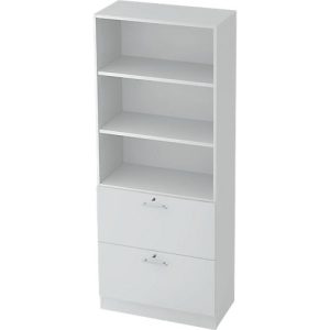 Hängeregistraturschrank JENA, 5 OH, B 800 mm, 2 Schubladen, abschließbar, lichtgrau
