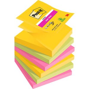 Haftnotizen Super Sticky Z-Notes Carnival R330-6SS-CARN, 76 x 76 mm, farbig, 6 Blöcke á 90 Blatt