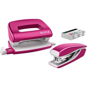 Heftgerät + Locher WOW 5561 SET, pink