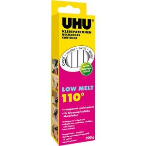 Heißklebepistole Patronen UHU LT 110 Low Melt, 200 g, ovale Form, für nahezu alle Materialien
