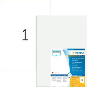 HERMA Folienetiketten Special Nr. 9542, 297 x 420 mm, wetterfest, abwaschbar, selbstklebend, schmutzabweisend, weiß, 10 Stück