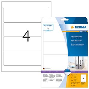 Herma Ordneretiketten A4, 192 x 61 mm, permanent haftend/bedruckbar, 100 Stück, weiß