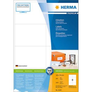 Herma Premium-Etiketten auf DIN A4-Blättern, 1600 Etiketten, 200 Bogen