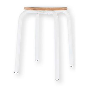Hocker PARIS, stapelbar, Rundrohrfuß-Gestell, Ø 330 x T 330 x H 460 mm, weiß/weiß