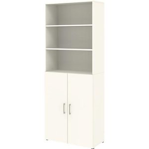 Home Office Kombischrank TEMPIO, aus Holz, 2 Türen (3 OH), 6 OH, B 800 x T 340 x H 2130 mm, weiß/weiß