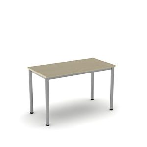 Home Office Schreibtisch Nevada, Rechteck, 4-Fuß Rundrohr, B 1200 x T 600 x H 740 mm, Ahorn/alusilber