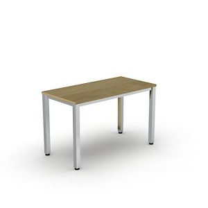 Home Office Tisch Bexxstar, Rechteck, 4-Fuß Quadratrohr, B 1200 x T 600 x H 740 mm, Eiche-Dekor/chromsilber