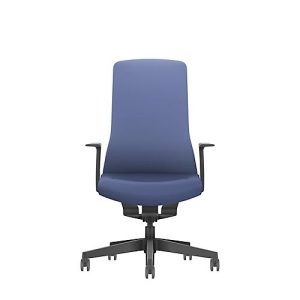 Interstuhl Bürostuhl PUREis3, feste Armlehnen, 3D-Auto-Synchronmechanik, Muldensitz, Polster-Netzrücken, kobaltblau/schwarz