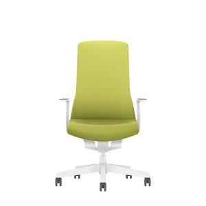 Interstuhl Bürostuhl PUREis3, feste Armlehnen, 3D-Auto-Synchronmechanik, Muldensitz, Polster-Netzrücken, maigrün/weiß