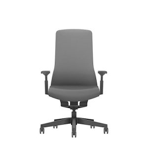 Interstuhl Bürostuhl PUREis3, verstellbare Armlehnen, 3D-Auto-Synchronmechanik, Muldensitz, Polster-Netzrücken, eisengrau/schwarz