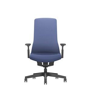 Interstuhl Bürostuhl PUREis3, verstellbare Armlehnen, 3D-Auto-Synchronmechanik, Muldensitz, Polster-Netzrücken, kobaltblau/schwarz
