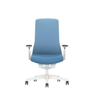 Interstuhl Bürostuhl PUREis3, verstellbare Armlehnen, 3D-Auto-Synchronmechanik, Muldensitz, Polster-Netzrücken, pastellblau/weiß