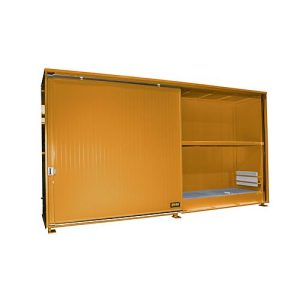 Isolierter Regalcontainer BAUER CEH 59-2 IBC, Stahl, Schiebetor, B 6440 x T 1550 x H 3510 mm, orange