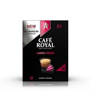 Kaffeekapseln Café Royal Lungo Forte, kompatibel zum Nespresso®-System, 100 % Arabica Röstkaffee, Intensität 8/10, UTZ-zertifiziert, 36 Stück