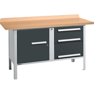 Kastenwerkbank Schäfer Shop Select PWi 150-7, mitteldichte Faserplatte (MDF), bis 750 kg, B 1500 x T 680 x H 838 mm, Anthrazit