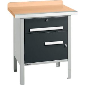 Kastenwerkbank Schäfer Shop Select PWi 75-0, Buche-Dekor Multiplexplatte, mit Stahlkante, bis 750 kg, B 750 x T 700 x H 840 mm