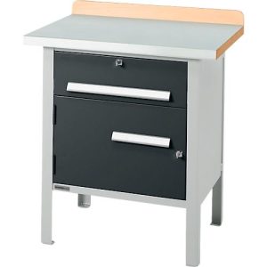 Kastenwerkbank Schäfer Shop Select PWi 75-0, ESD, Buche-Dekor Multiplexplatte, mit Stahlabdeckung, bis 750 kg, B 750 x T 700 x H 840 mm