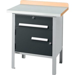 Kastenwerkbank Schäfer Shop Select PWi 75-0, ESD, Buche-Dekor Multiplexplatte, mit Stahlabdeckung, bis 750 kg, B 750 x T 700 x H 840 mm