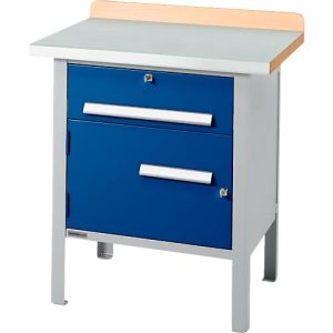 Kastenwerkbank Schäfer Shop Select PWi 75-0, ESD, Buche-Dekor Multiplexplatte, mit Stahlabdeckung, bis 750 kg, B 750 x T 700 x H 840 mm