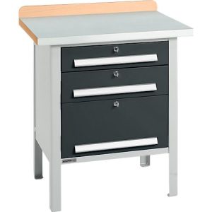 Kastenwerkbank Schäfer Shop Select PWi 75-7, ESD, Buche-Dekor Multiplexplatte, mit Stahlabdeckung, bis 750 kg, B 750 x T 700 x H 840 mm