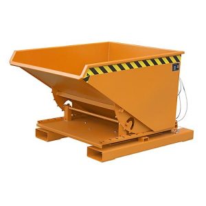 Kippbehälter Typ 3S 600, Tragfähigkeit 1000 kg, mit 3-seitiger Kippfunktion, orange RAL 2000