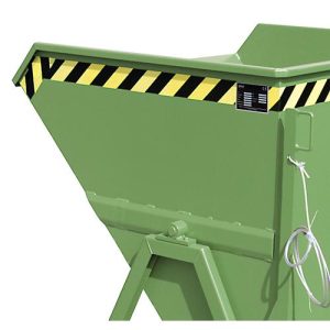 Kippmulde Bauer KS 550, Stahl, grün, B 1245 x T 1200 x H 1170 mm, 550 l, bis 1000 kg, Rollen, Manuelle Kippvorrichtung
